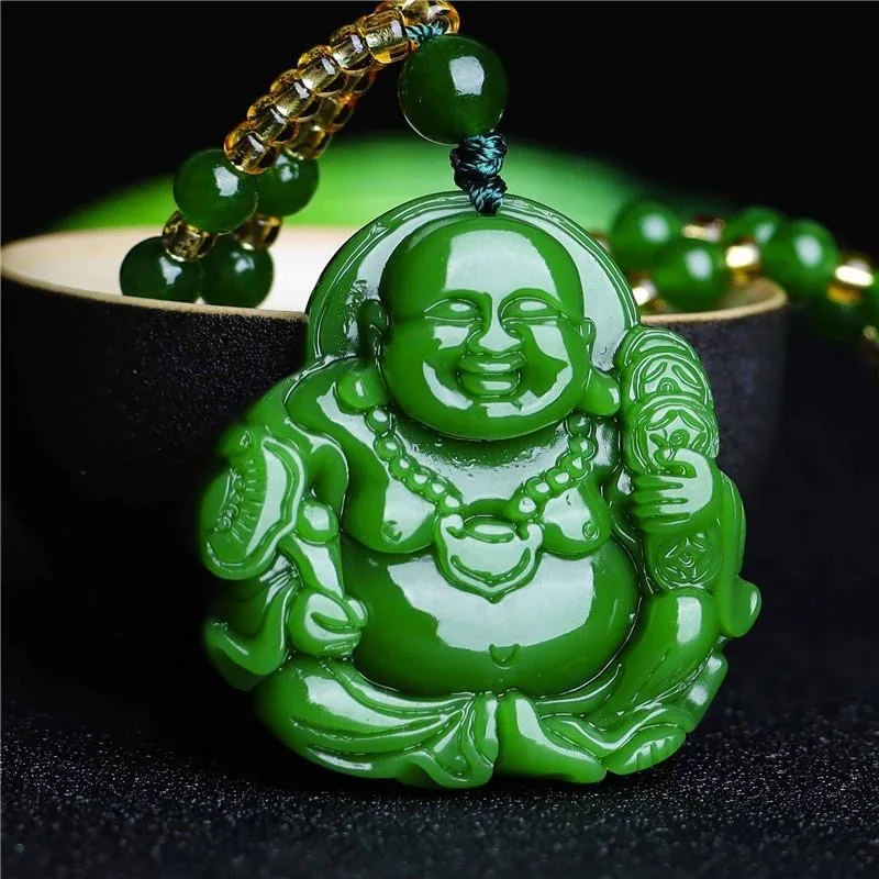 Chinese Green Jade Maitreya Bu - Men'S Fashion Necklaces avis et prix