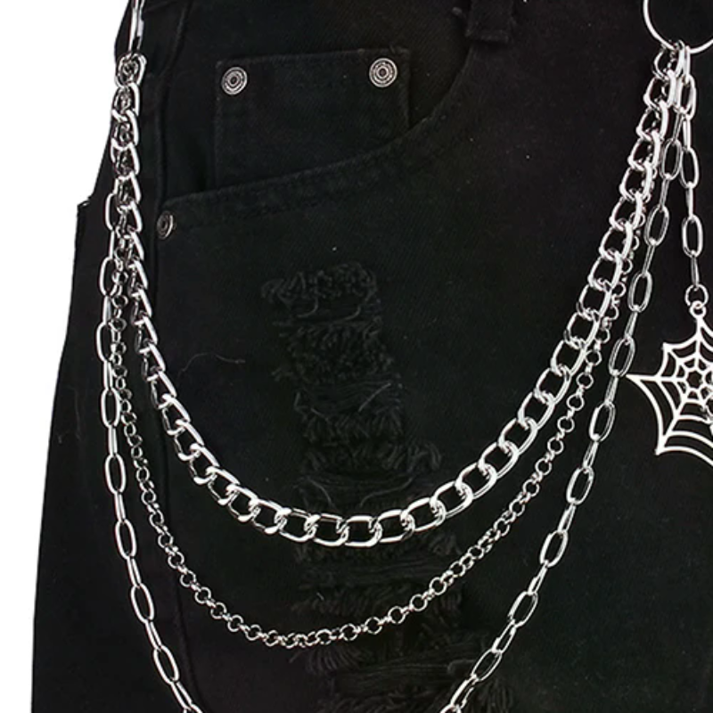 Fashion Punk Metal Pants Chain - Graphic Tee Oversized avis et prix