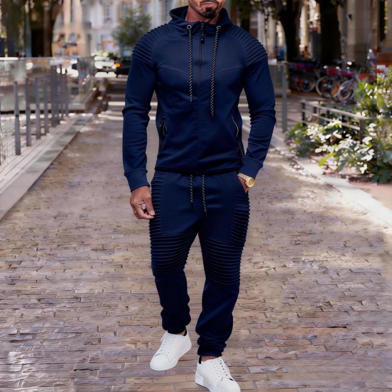 Men's Pleated Detail Full Zip  - Jogger Sweatpants Men avis et prix