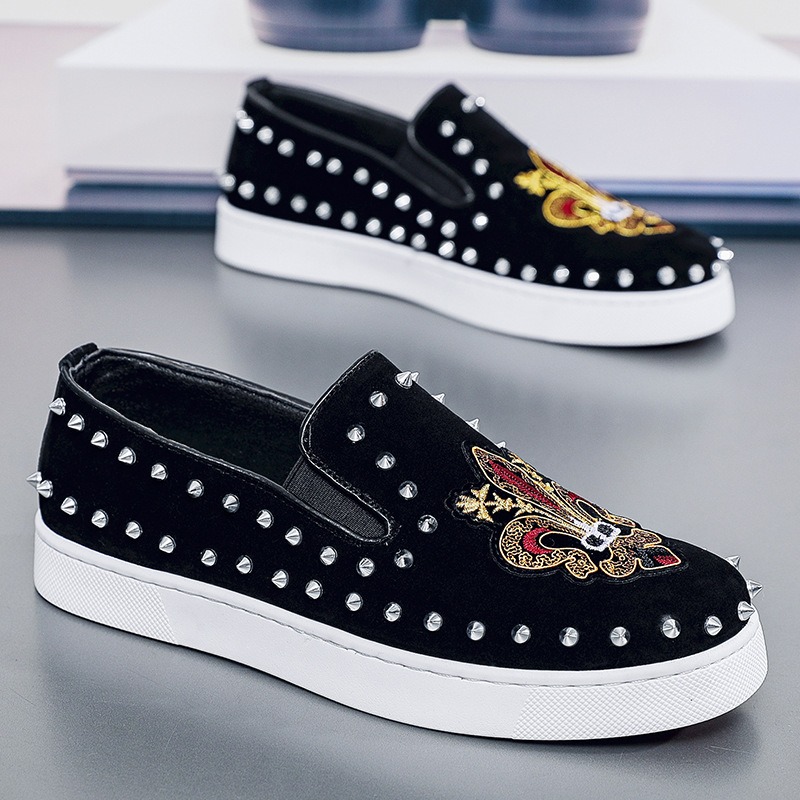 Rivets embroidery Coiffeur bla - Suede Loafers Men avis et prix