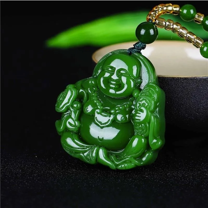 Chinese Green Jade Maitreya Bu - Men'S Fashion Necklaces avis et prix