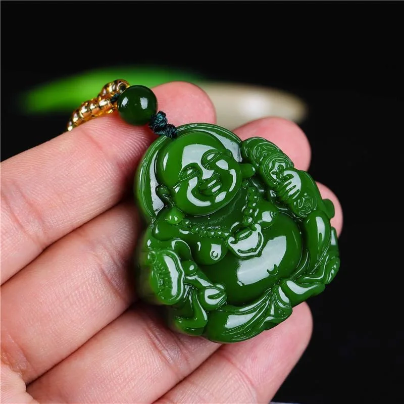 Chinese Green Jade Maitreya Bu - Men'S Fashion Necklaces avis et prix
