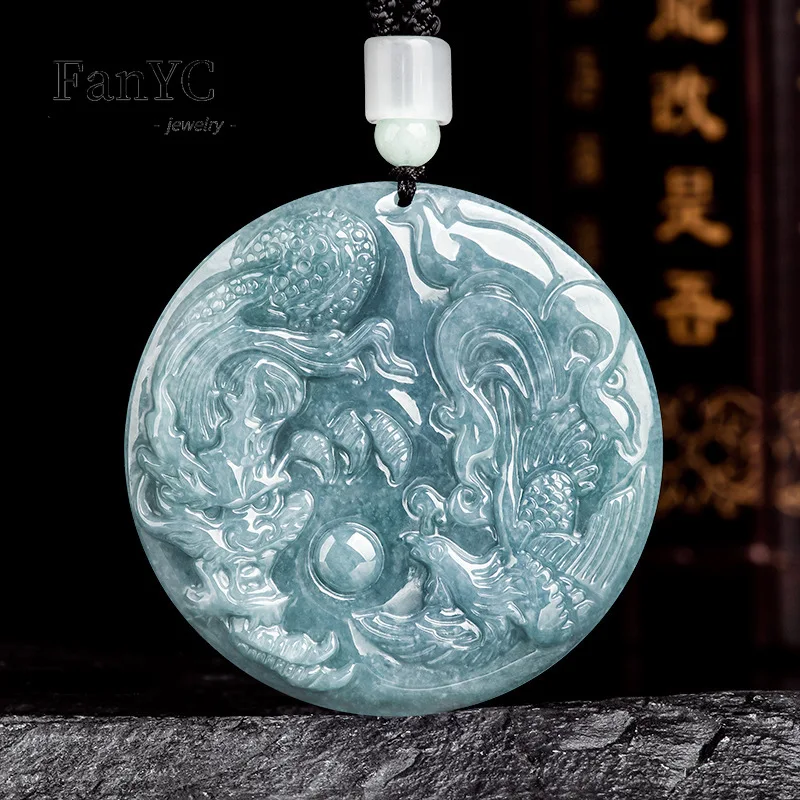 Natural A-goods Jadeite Blue W - Men'S Fashion Necklaces avis et prix