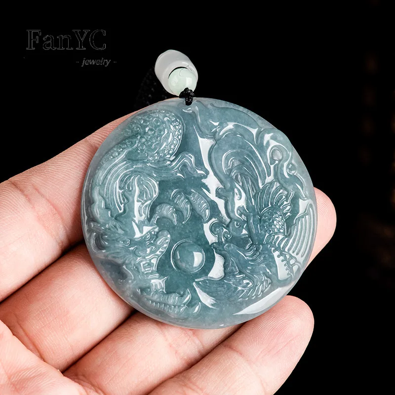 Natural A-goods Jadeite Blue W - Men'S Fashion Necklaces avis et prix