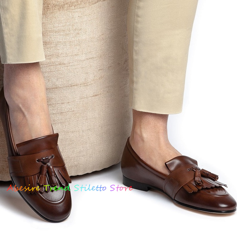 Leather Fringed Loafers Men Ta - Suede Loafers Men avis et prix