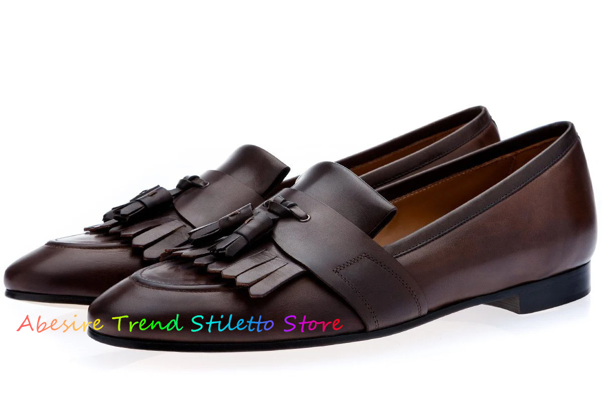 Leather Fringed Loafers Men Ta - Suede Loafers Men avis et prix