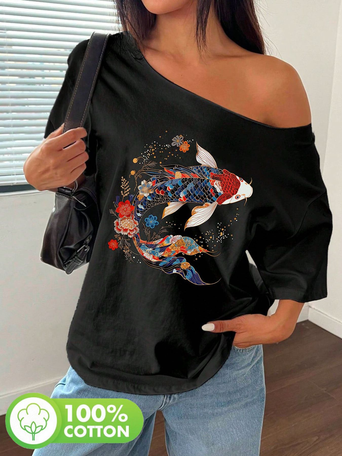 Plus Size 100% Cotton Shoulder - Graphic Tee Oversized avis et prix