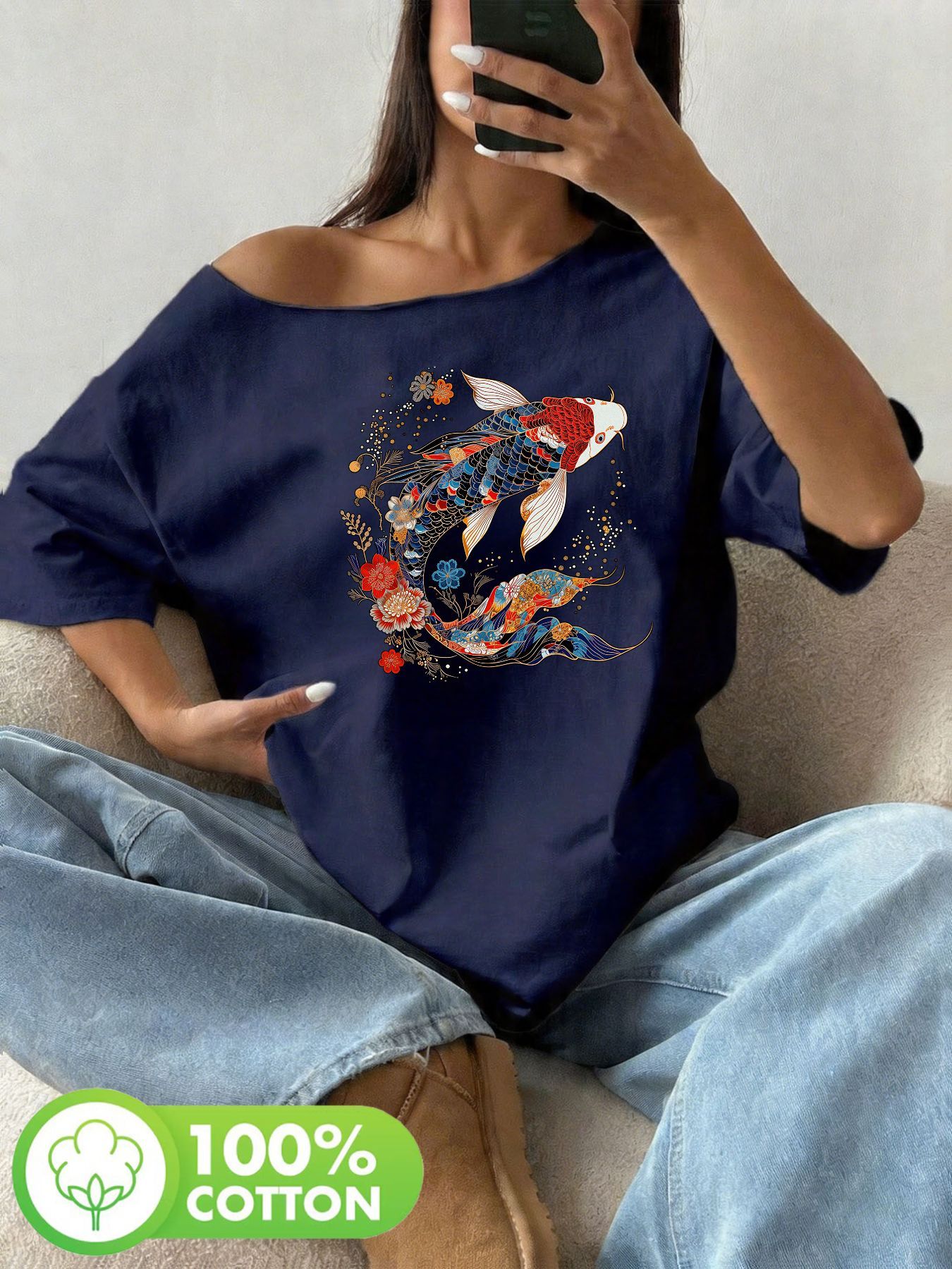Plus Size 100% Cotton Shoulder - Graphic Tee Oversized avis et prix