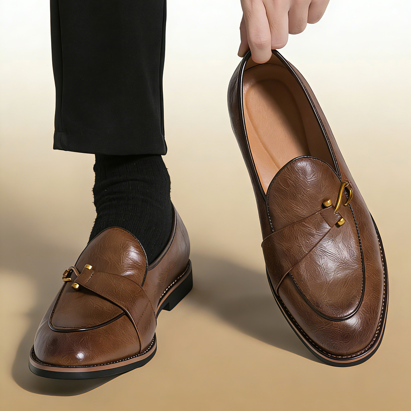 Classic Retro Dress Leather Sh - Suede Loafers Men avis et prix