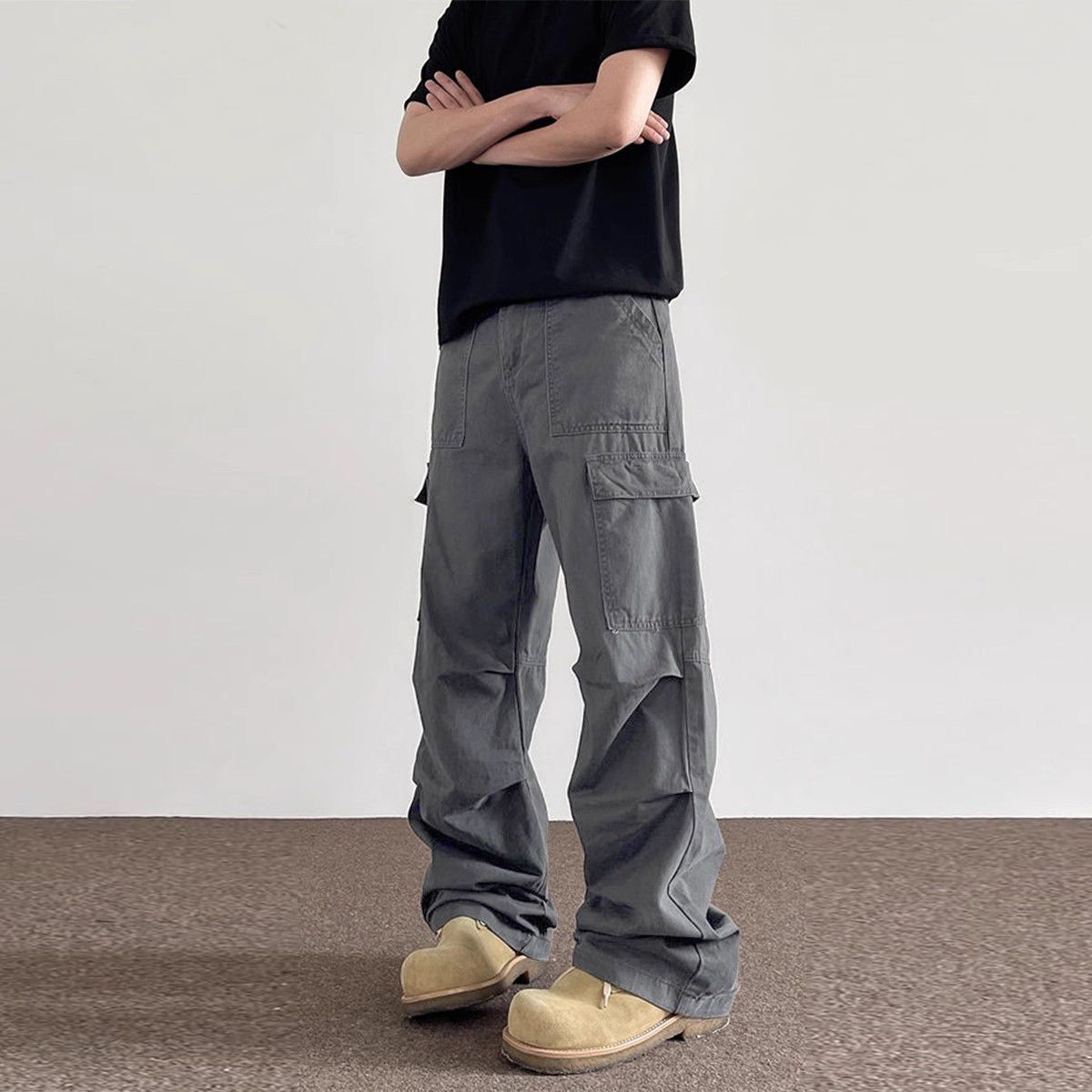 Solid Color Multipockets Baggy - Men Fashion Korean Style avis et prix