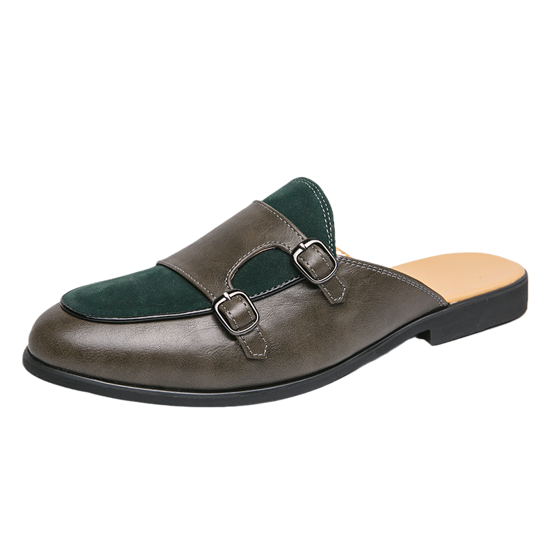 Fashion Black Green Monk Strap - Suede Loafers Men avis et prix