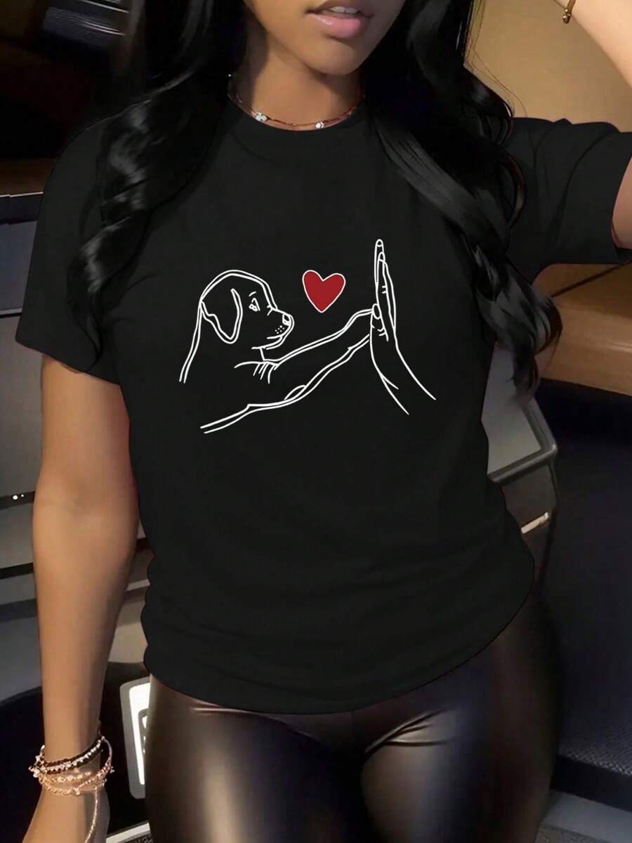 Cute Dog Graphic T-Shirt 100%  - Graphic Tee Oversized avis et prix