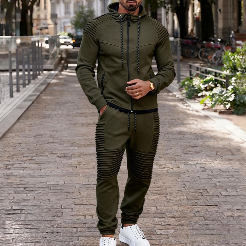 Men's Pleated Detail Full Zip  - Jogger Sweatpants Men avis et prix